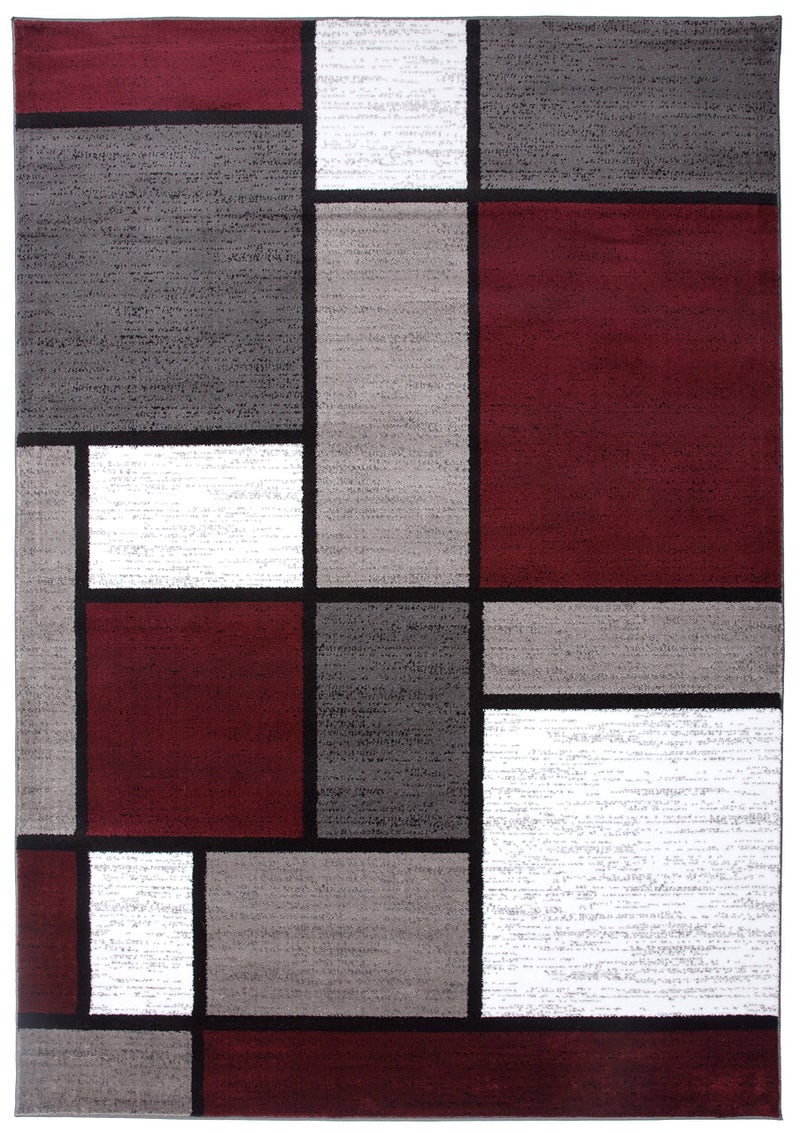 Rugshop Modern Geometric Boxes Red Area Rug, Fade-Resistant Carpet for Bedroom, Home Office, or Entryway, 3'3" x 5' - Image 2